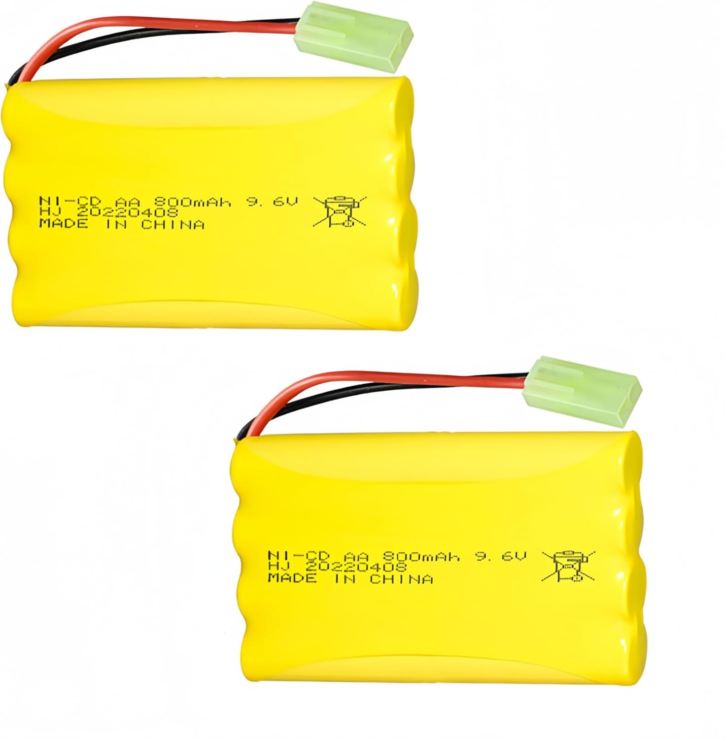 9.6V 800mAH Ni-Cd AA Battery Pack Rechargeable with Mini Tamiya Connector Plug for Remote Control Electric Car Toys 2 Pack