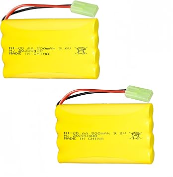 9.6V 800mAH Ni-Cd AA Battery Pack Rechargeable with Mini Tamiya Connector Plug for Remote Control Electric Car Toys 2 Pack