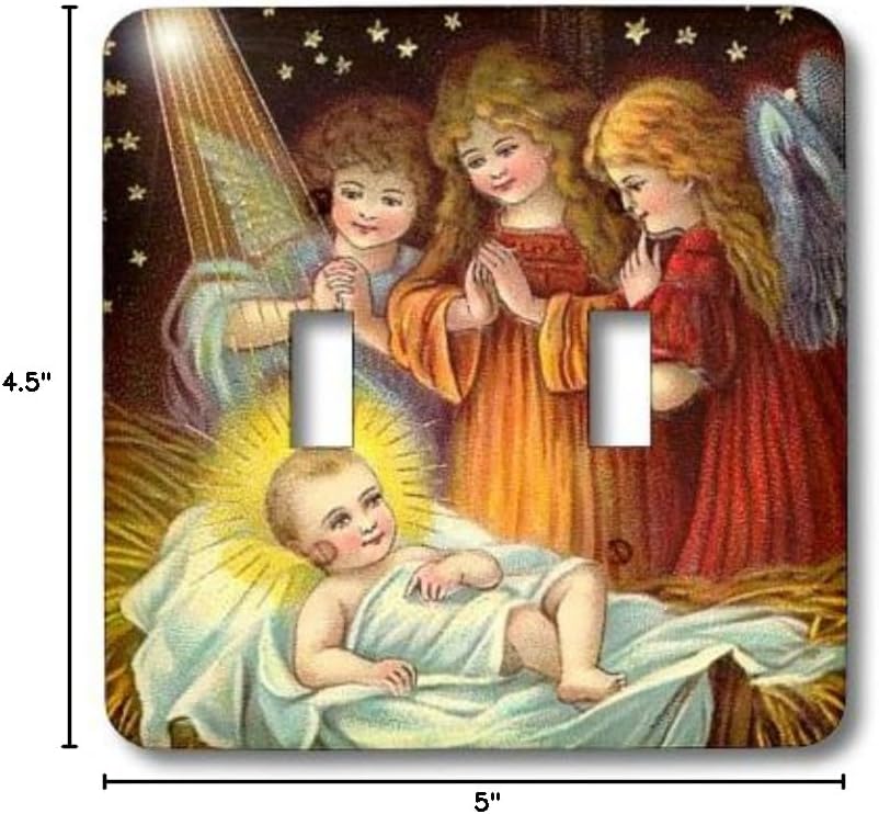 3dRose lsp_165421_2 Baby Jesus and Three Young Angels Vintage Artwork Light Switch Cover image 3