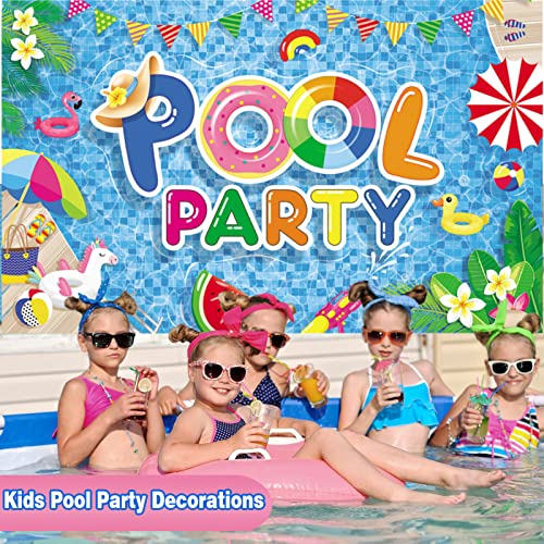Pool Party Decorations - Summer Beach Party Backgrounds Pool Party Birthday Party Backgrounds Unicorns Tropical Plants Photo Backgrounds Baby Party Pool Beach Party Decoration Banners #TOP2