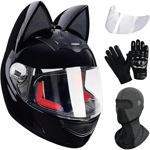 Miniatura 7 de Casco de motocicleta para hombres y mujeres, casco de locomotora de gato genial, casco modular abatible de cara completa, casco de motocicleta de
