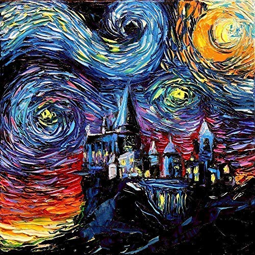 Castle Starry Night print by Aja mansion fantasy landscape magic choose size and type of paper Castle Starry Night print by Aja mansion fantasy landscape magic choose size and type of paper