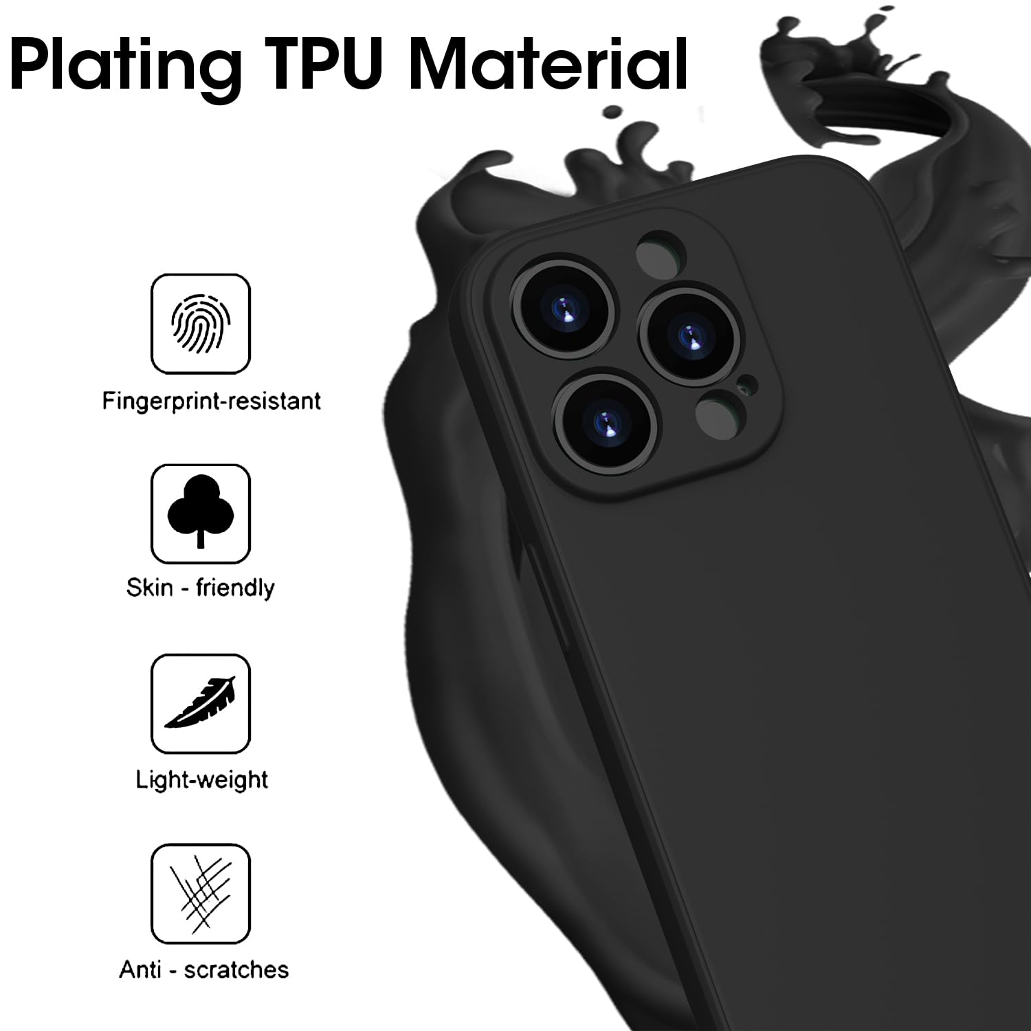 KPPIT Silicone Case Compatible with iPhone 13 Pro 6.1 inch Protective case,Ultra Slim Soft Gel Anti-Scratch,Microfiber Lining,Rubber Shockproof Case Cover for iPhone 13 Pro Black - Image 3