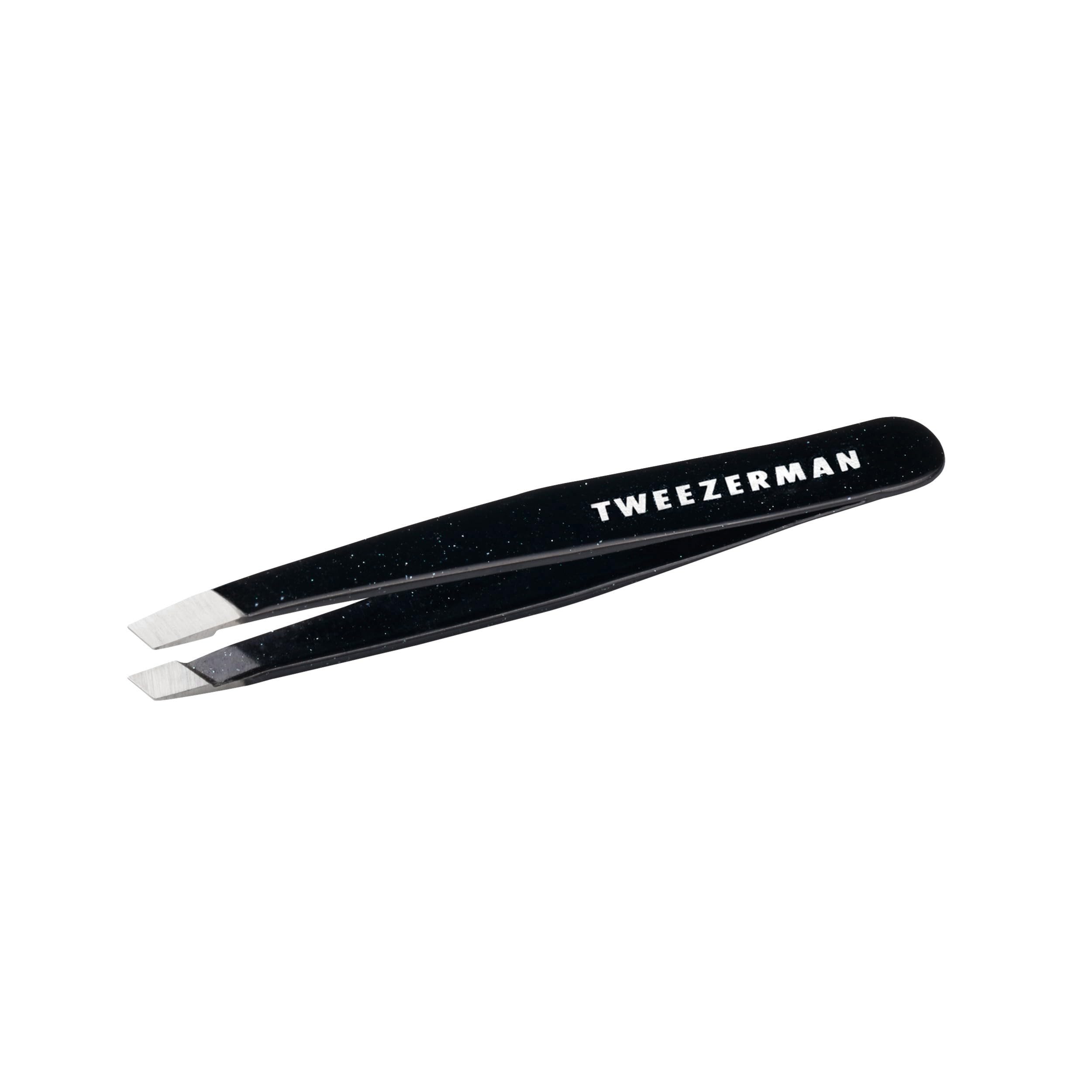 Tweezerman Women's Dusted Onyx Mini Slant Tweezer, Professional Stainless Steel Precision Tweezers For Facial Hair And Eyebrows, With Travel Case (Pack Of 1)