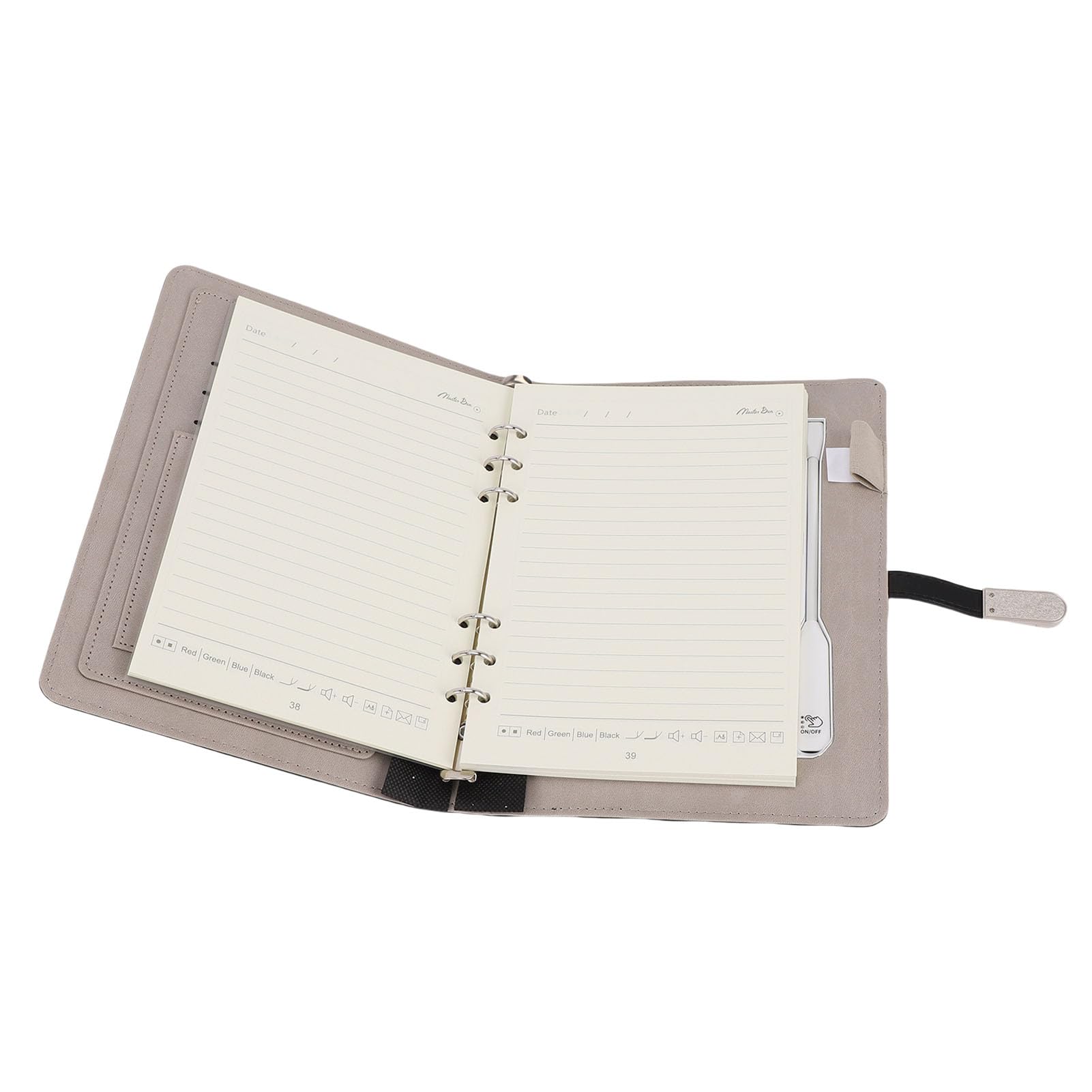 CHICIRIS Kabelloses Lade-Notizbuch mit 8000-mAh-Powerbank, 160-seitigem PU-Leder-Tagebuch, A5-Ordner für Geschäftsreisen