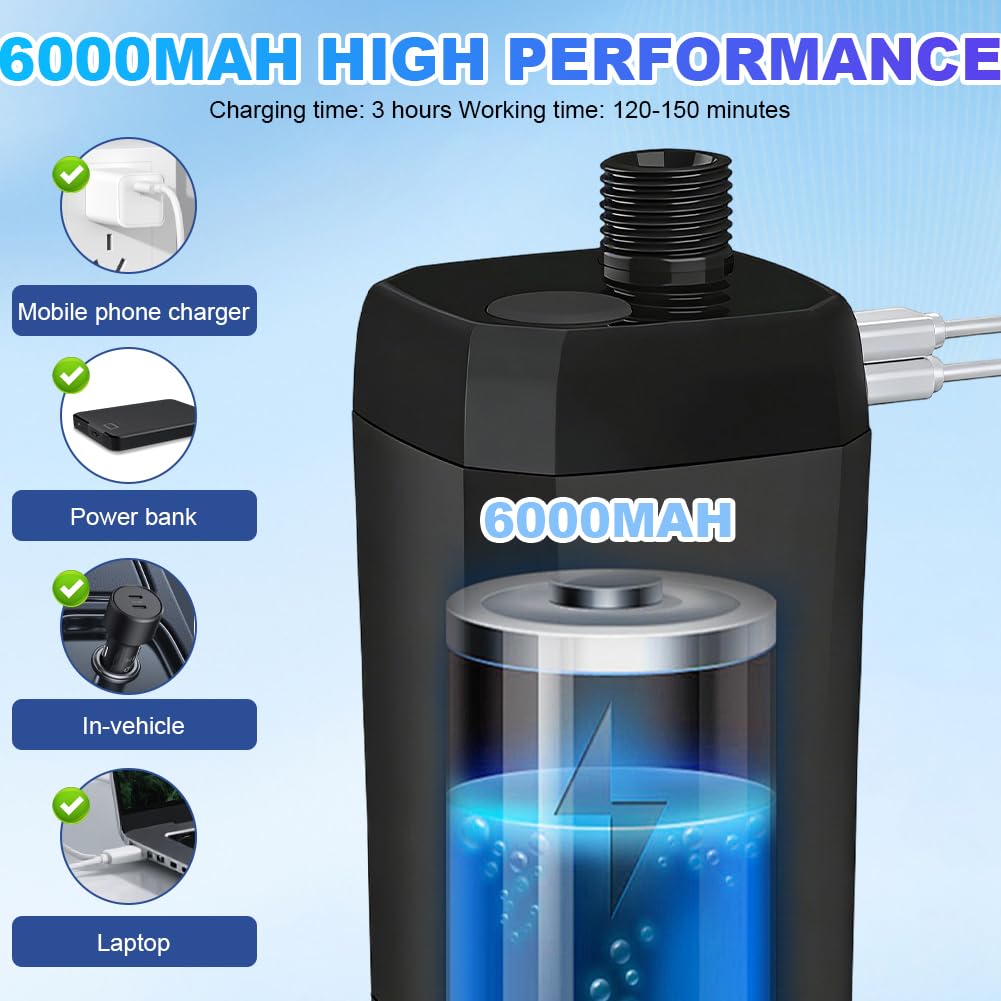 Kit de douche de camping 2026, batterie 6000 mAh/8000 mAh et écran intelligent, seau de 5 gallons, pommeau de douche 4 modes pour les voyages en plein air, accessoires de camping