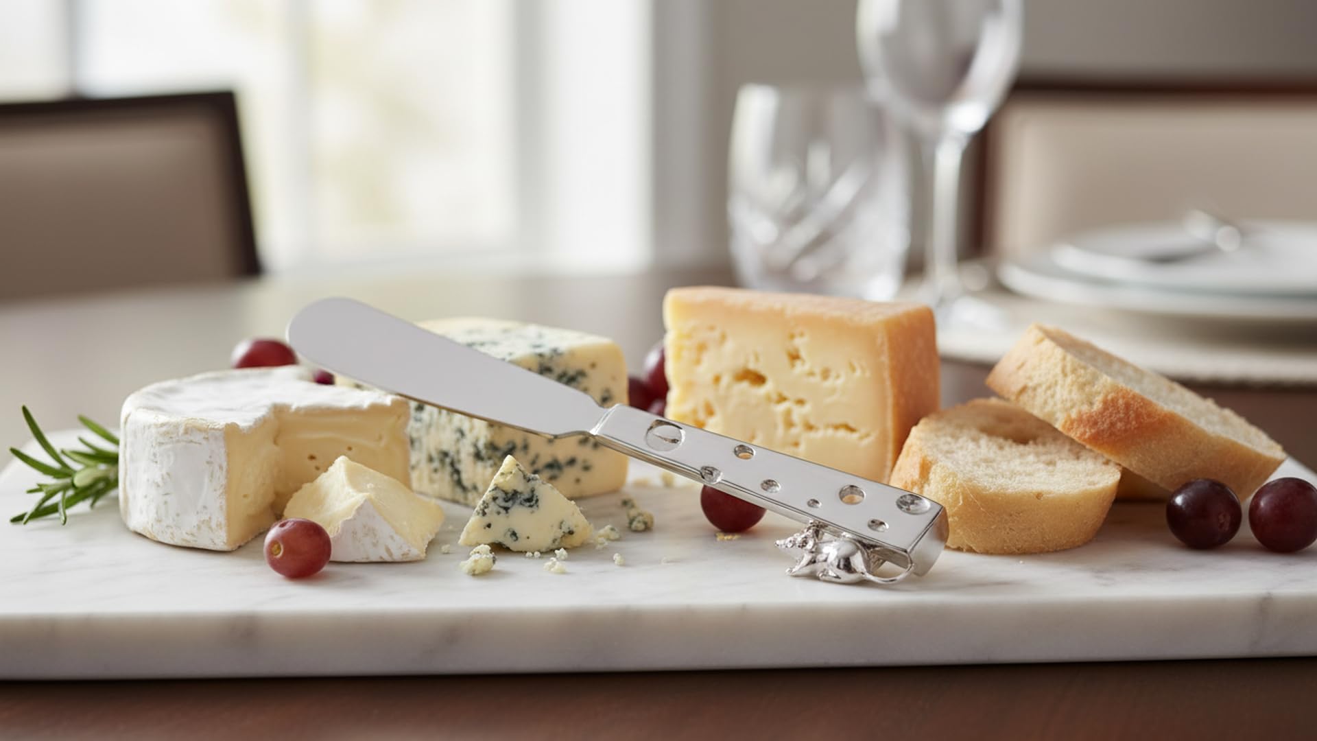 Buttermesser Set 6-teilig Versilbert – Maus & Käse Design – 14,5 cm – Streichmesser aus Versilbertem Edelstahl – Edel, Silber