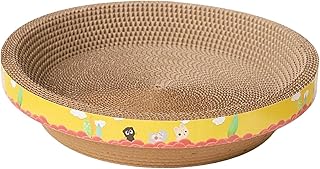 Fenteer Cat Scratching Board Round Corrugated Scratcher Pad Interactive Toys Grinding Claw Recycle Board Bowl Cat Scratcher Cardboard Furniture Protector, 43cmx12cm