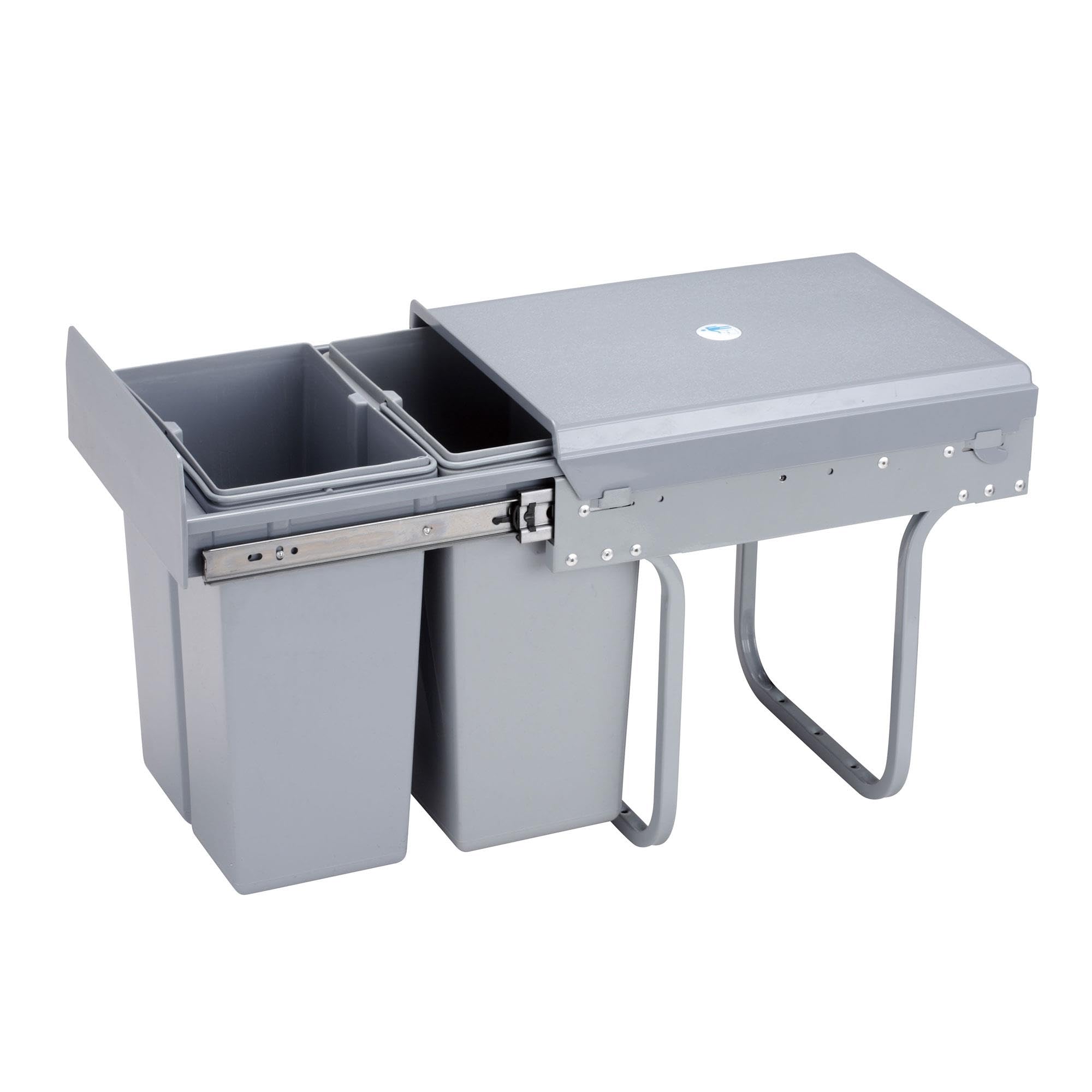 WELL HOME MOBILIARIO & DECORACIÓN Recyclingbehälter für Küchenmöbel, 2x10l, untere Befestigung und manuelle Entnahme, herausnehmbare Eimer, mit Deckel