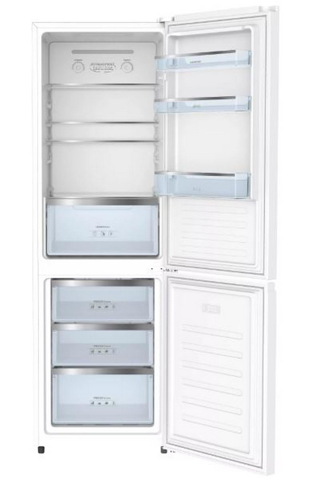 INFINITON Frigorifico Combi FGC-A1854BNF, 310 Litros, 185 cm de Altura, Tecnología No Frost Total, Iluminación LED interior, Control de temperatura mecánico Bi-zona, E, Blanco