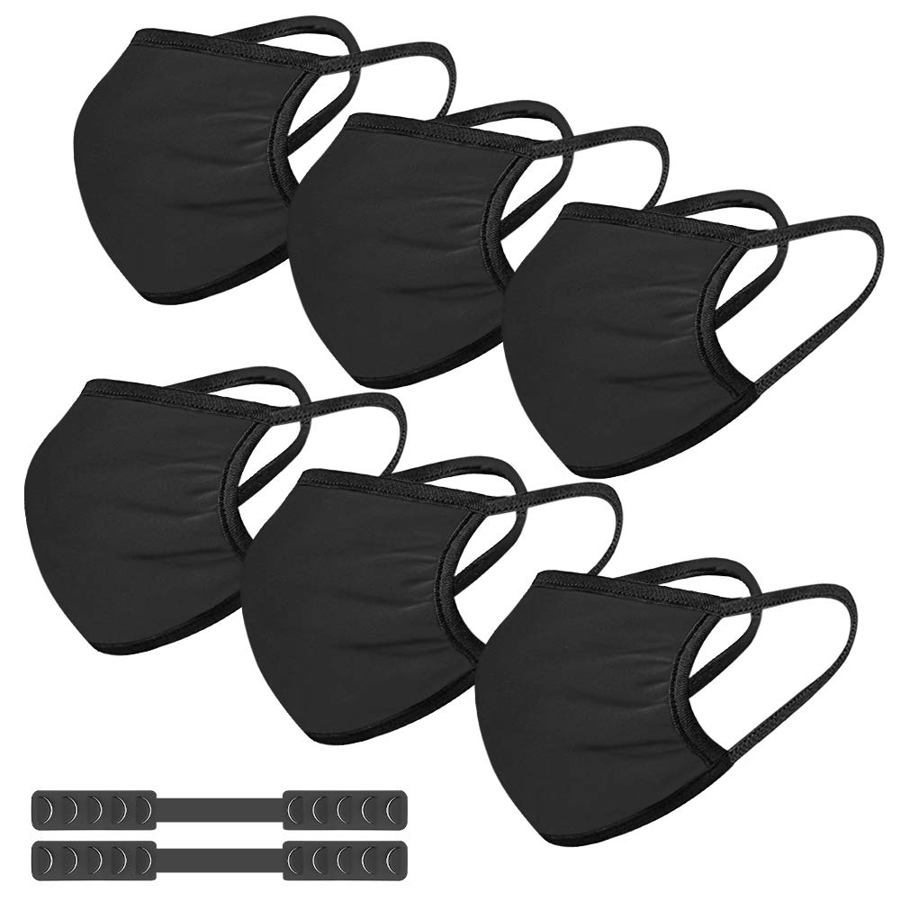Reusable Washable Cloth Mouth Cover for Men Women (6Pack, Black)