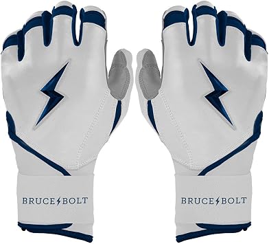 BRUCE BOLT Chrome Series Long Cuff Batting Gloves - Multiple Colors - Adult & Youth Sizes