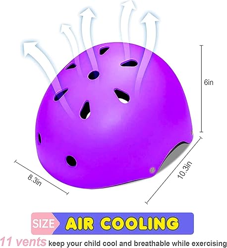 Miniatura 3 de Casco ajustable para niños con rodillera, coderas y muñequeras, cascos de bicicleta para niños de 3 a 5, 5 a 8, 8 a 14 años, perfecto para patinar,