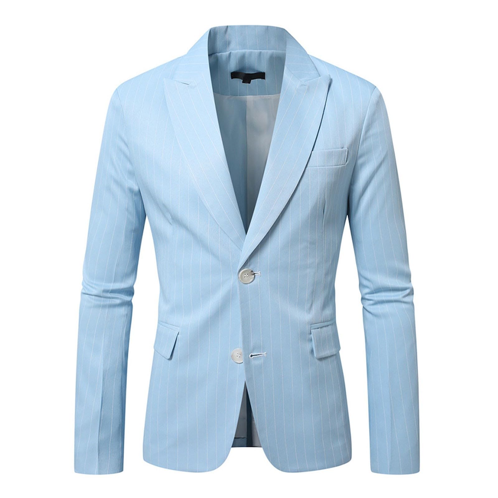 Chaqueta de traje de dos botones para hombre, corte entallado, blazer a