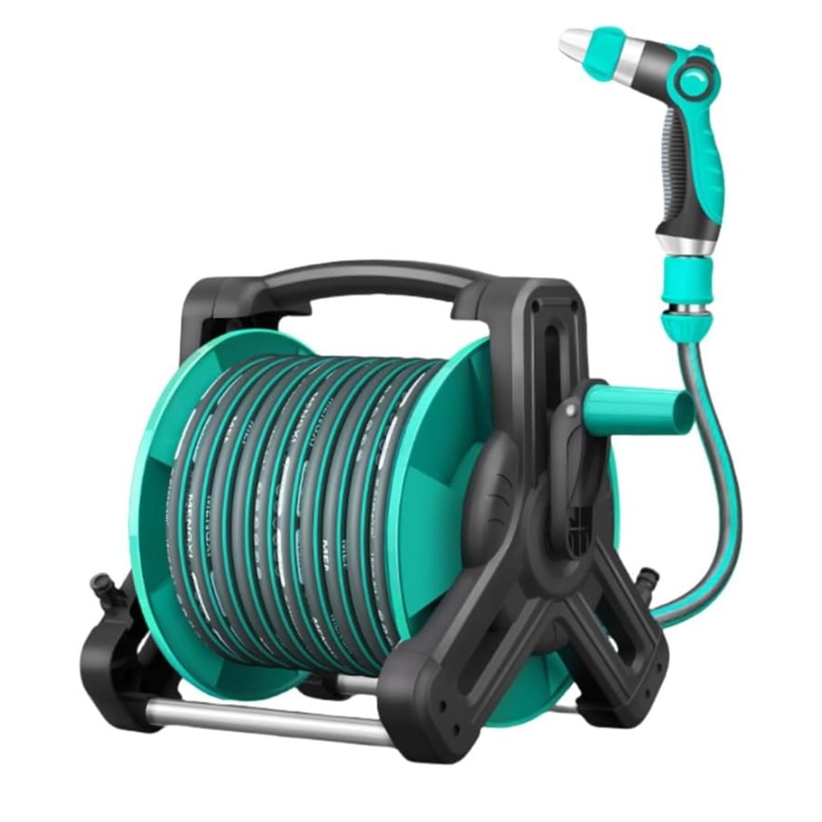 Carrete de manguera de montaje en pared con manguera de 1040 m, boquilla de pulverización portátil y accesorios, sistema de riego que ahorra espacio para uso doméstico y jardinería