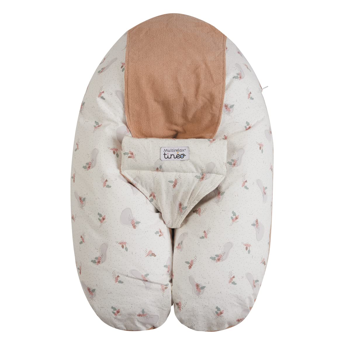 TINÉO - Coussin De Grossesse - Coussin d'Allaitement Multifonctions Multirelax Éponge - Déhoussable - Fabriqué en France - 78x44cm (rose peach/trees)