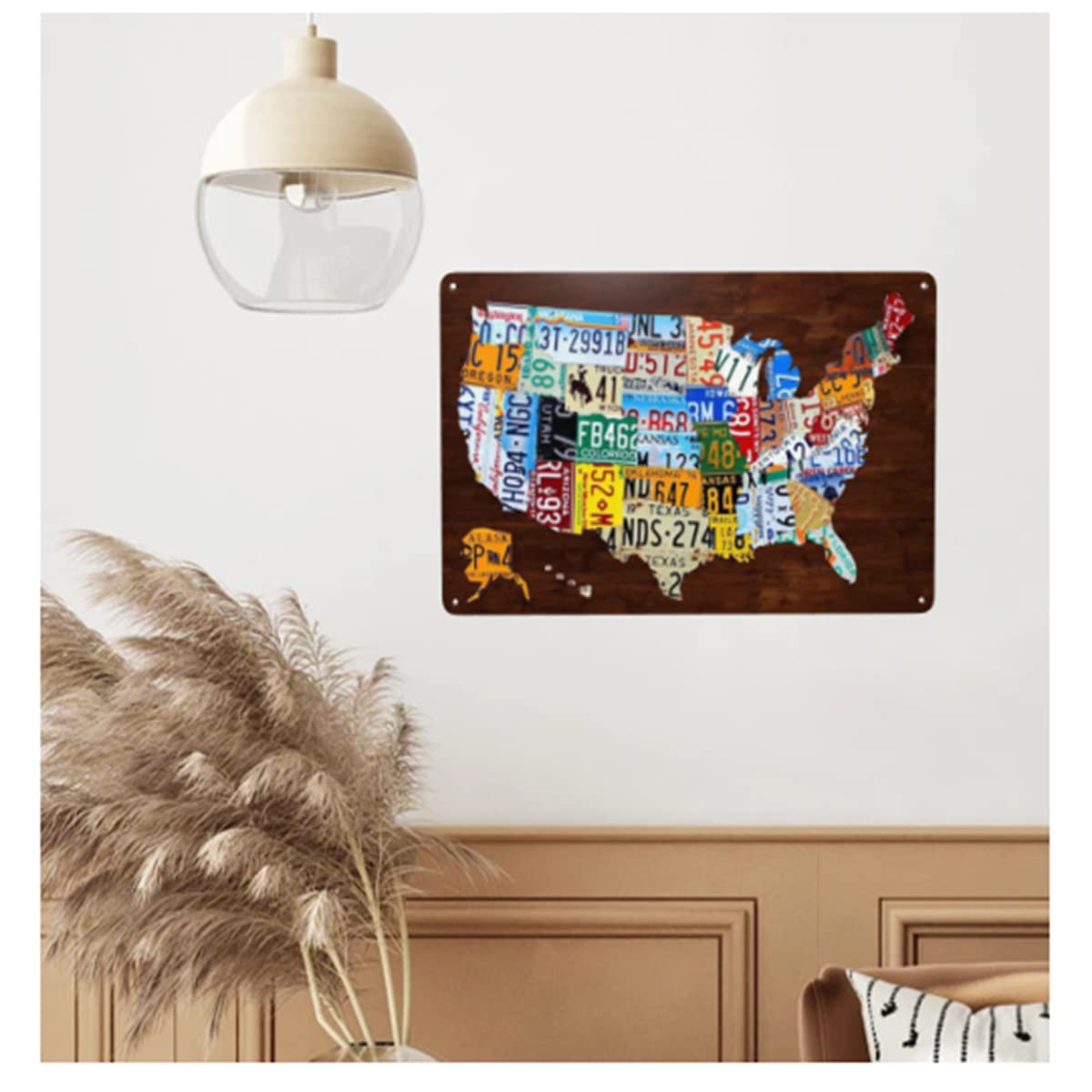 Targa In Metallo Vintage Mappa Fusi Orari USA | Rosefinch Stone Decorazione Da Parete Retrò, 20x30 Cm, Per Garage Bar