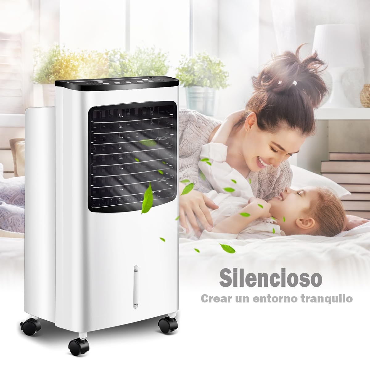 GOPLUS Aire Acondicionado Portátil 4 en 1, Purificación Ventilador Humidificador Enfriador de Aire Móvil con Depósito de Agua 8L, Climatizador Evaporativo 3 Velocidad, Temporizador 7,5H, Contro Remoto