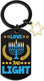 Rosh Hashanah Hanukkah Gifts for Women Hanukkah Keychains Rosh Hashanah Gifts Keyring Stainless Steel Hanukkah Keychain Religious Jewelry Women Stocking Stuffers Jewish Gift