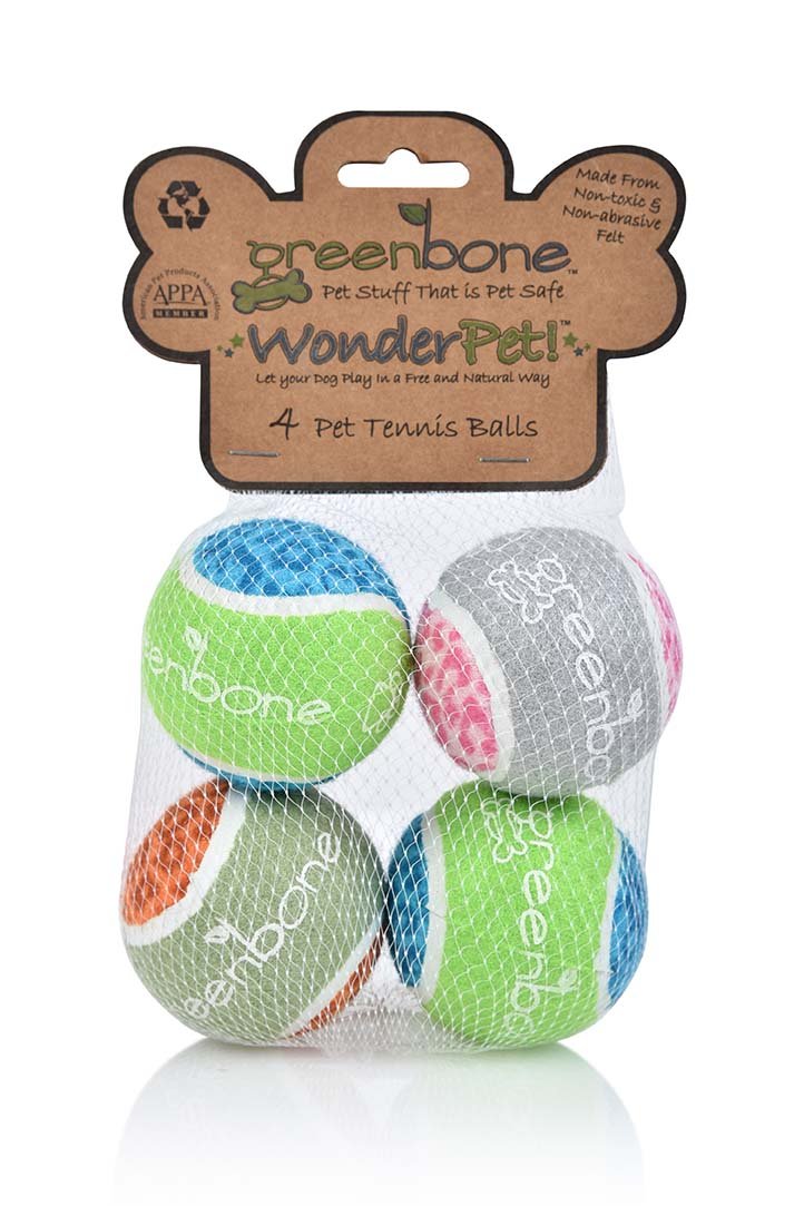 GreenboneWonderpet! Tennis Ball Toys, 2.5-Inch, 4-Pack