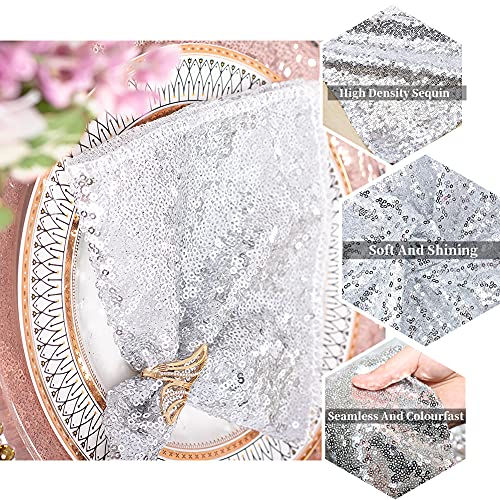 Eternal Beauty Sequin Napkins 12"X12", Bling Silver Napkins Pack 12, Giltter Dinner Cloth Napkins For Parties, Wedding (30Cmx30Cm-12Pcs) #TOP6