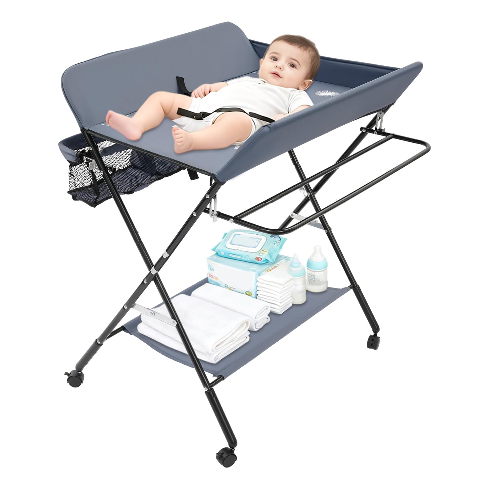 Anti Roll Changing Mat, Wedge Changing Mat, Temporary Baby Cot, Weight Capacity 25kg/55.1lbs, Could Used as Large Basket