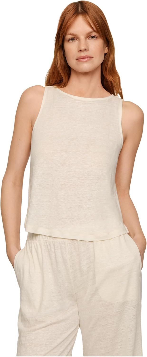 Eberjey Women's Organic Linen Knit Boat Neck Crop Tank