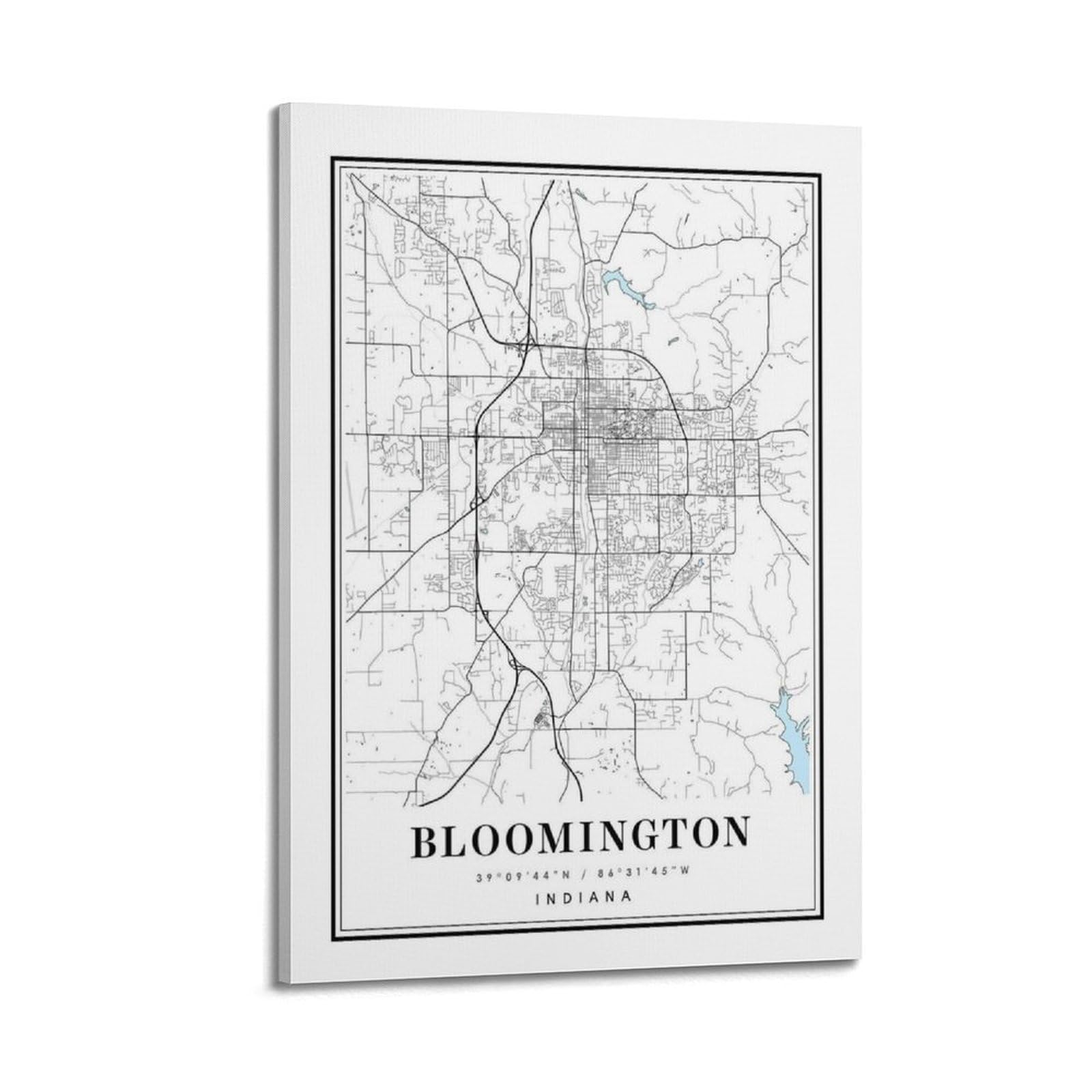 xiaoxiaoshen Bloomington Indiana Map Canvas Poster Wall Art Prints Room Aesthetic Murals Bedroom And Living Decorations 24x36inch(60x90cm)