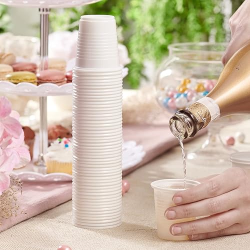 Miniatura 5 de Comfy Package Paquete de 500 vasos de plástico blancos, pequeños vasos desechables para baño de polipropileno, enjuague bucal