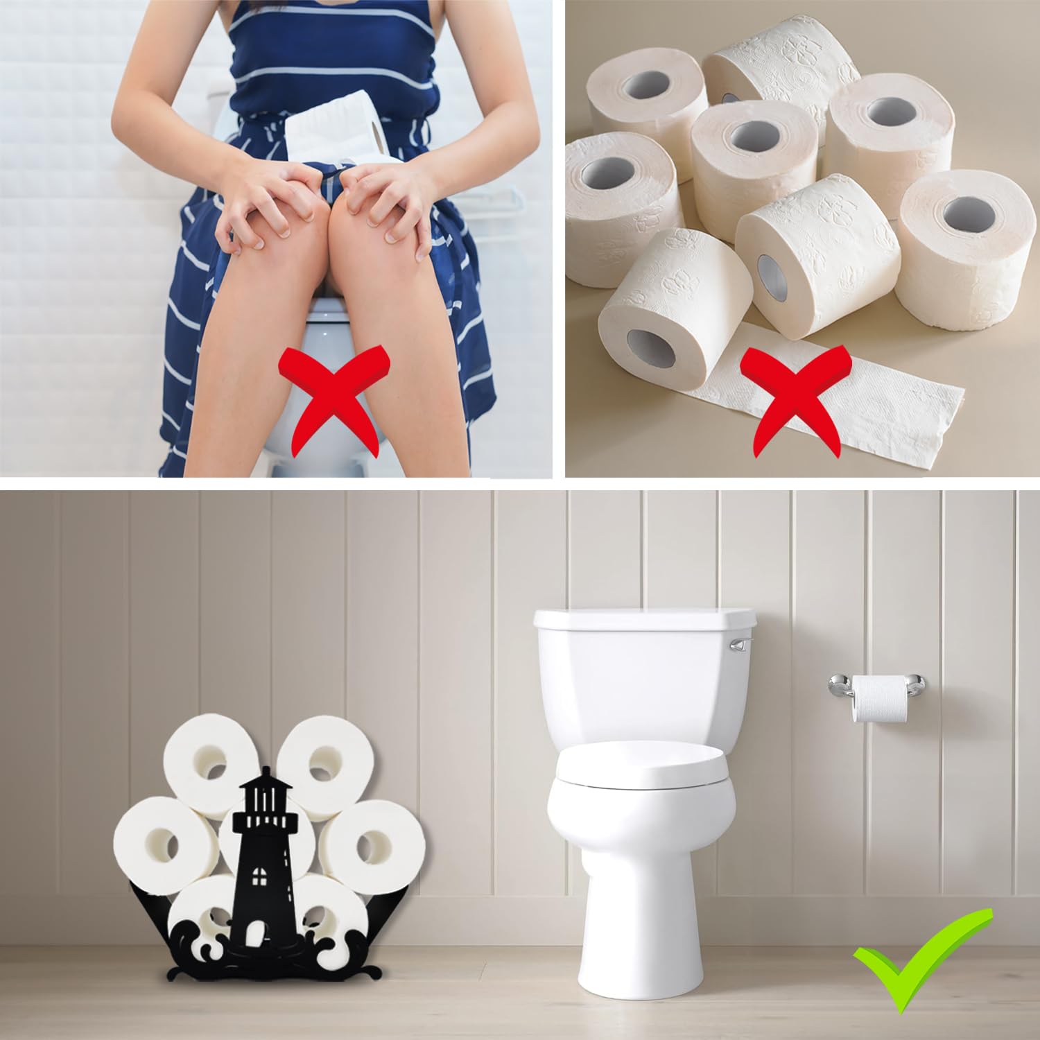 Teaeeno Portarotolo in metallo a forma di faro – divertente design con animali, può contenere 8 rotoli indipendenti