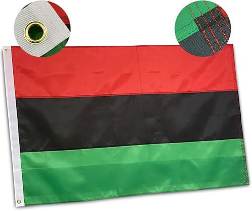 Bandera afro americana premium de 3 x 5 pies para exteriores, nailon de más larga duración, extremos de mosca 210D cuádruples cosidos, banderas Bandera afro americana premium de 3 x 5 pies para exteriores, nailon de más larga duración, extremos de mosca 210D cuádruples cosidos, banderas