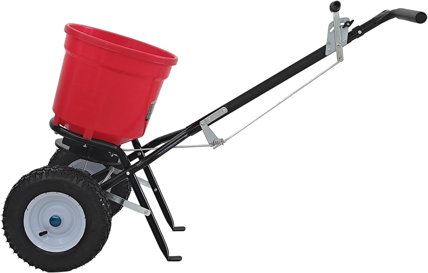 50lb Broadcast Spreader, Capacity Lawn Spreader & Fertilizer Spreader, Rustproof Poly Hopper, Adjustable Drop Rate, All-Terrain Pneumatic Tires, Epoxy-Coated Frame for Lawn Care, Red