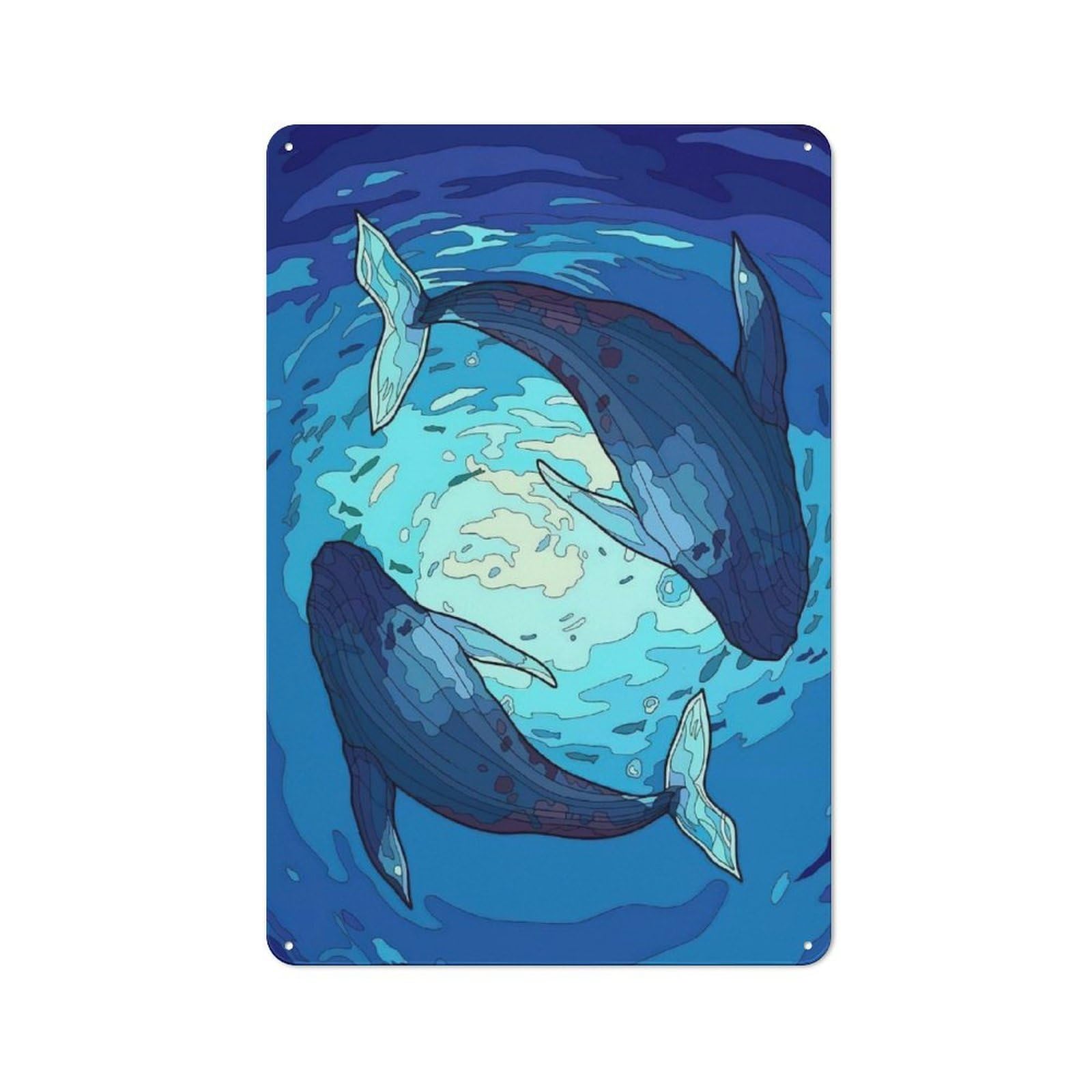 Whale Retro-style Tin Sign 30x20cm for Living Room Or Hallway, for Home Wall Decor Collectors Refreshing A Room in Autumn