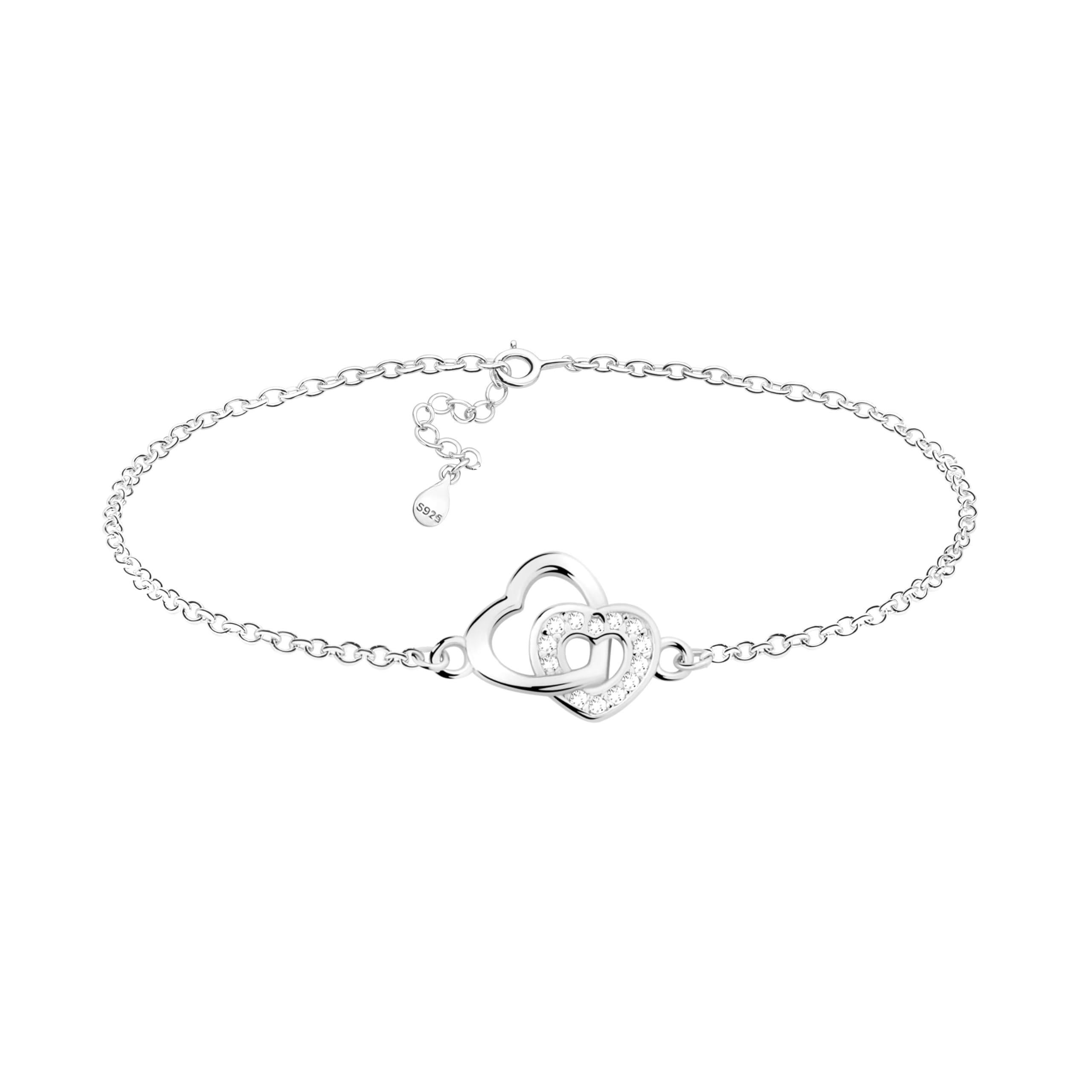 Sofia Milani - Bracciale da donna in argento 925 – con zirconi – doppio ciondolo a forma di cuore – B0396