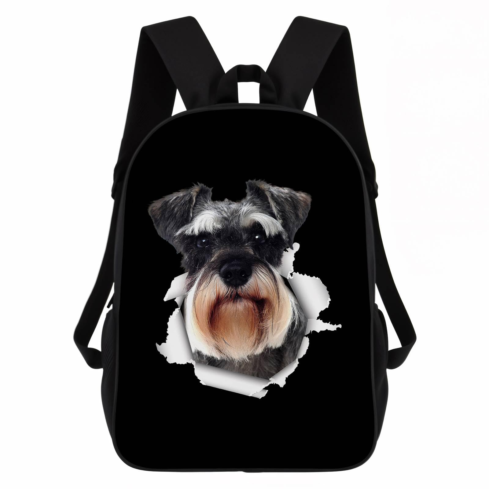 GABSHAIM Schnauzer Backpack Daypack Lovely Dog Print Bookbag Laptop Bag For Work Travel Hiking 17 Inch Black Lightweight Style 1