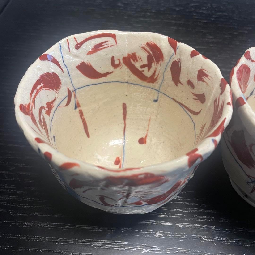 メルカリ便】 陶芸作家 益子焼 赤絵 希少 お椀 器 メルカリ便