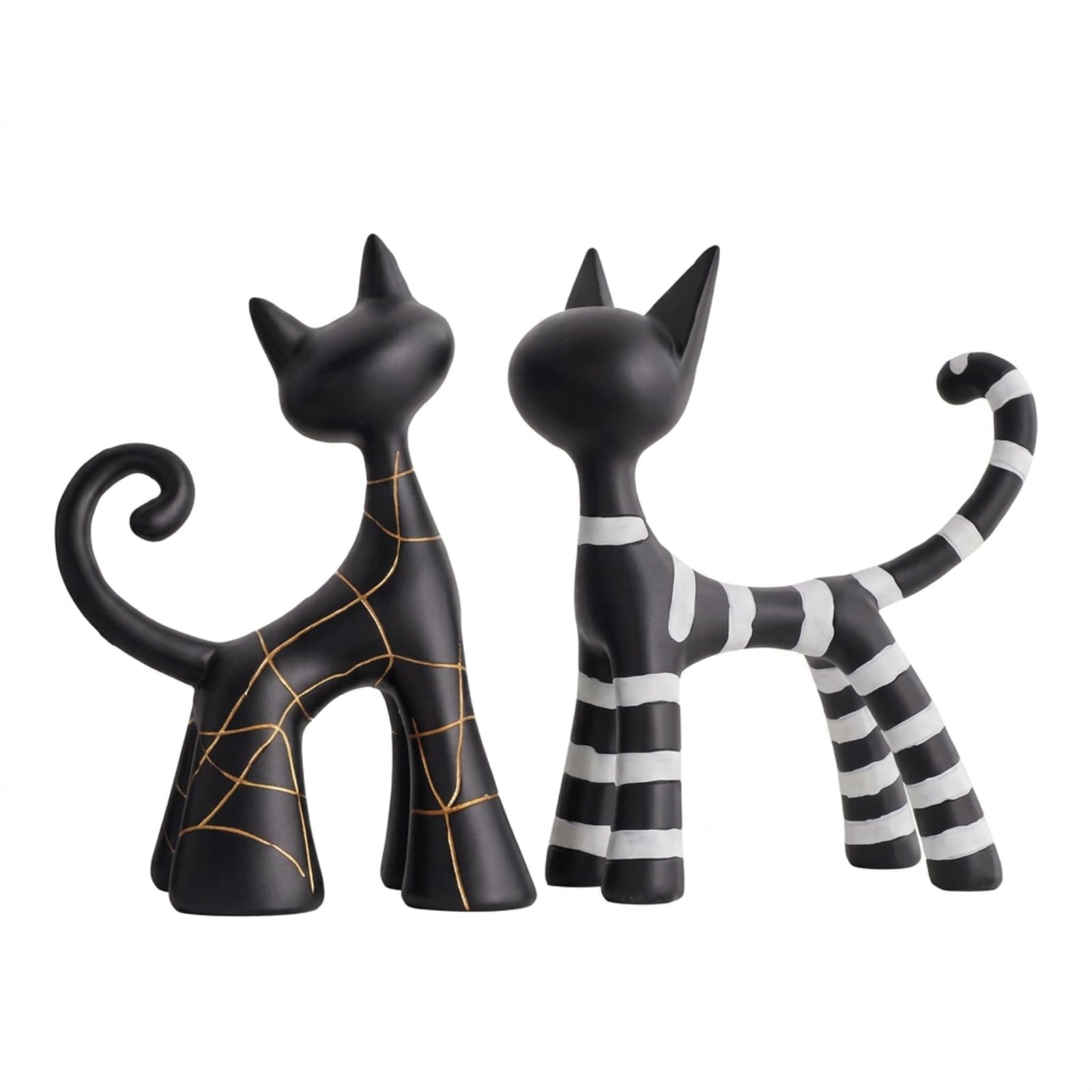 1 Par Escultura de Gatos Estatuas Decorativas Figuras Modernas en Resina Diseño Escultórico Forma Esbelta Superficie Mate Adecuado para Estanterías Bufetes Recibidores Sala de Estar