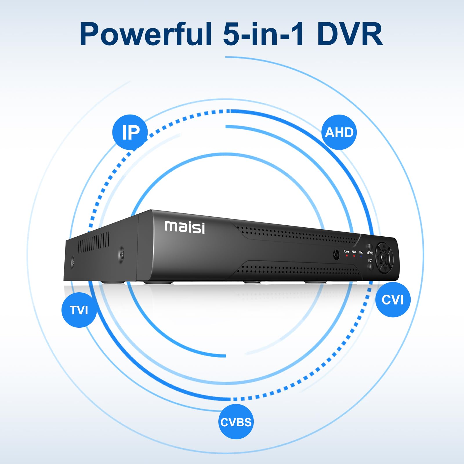 maisi 3K Lite Enregistreur DVR 8 canaux avec disque dur de 500 Go de stockage pour système de caméra de vidéosurveillance, prend en charge les caméras AHD/CVI/TVI/IP/CVBS (analogique), détection de