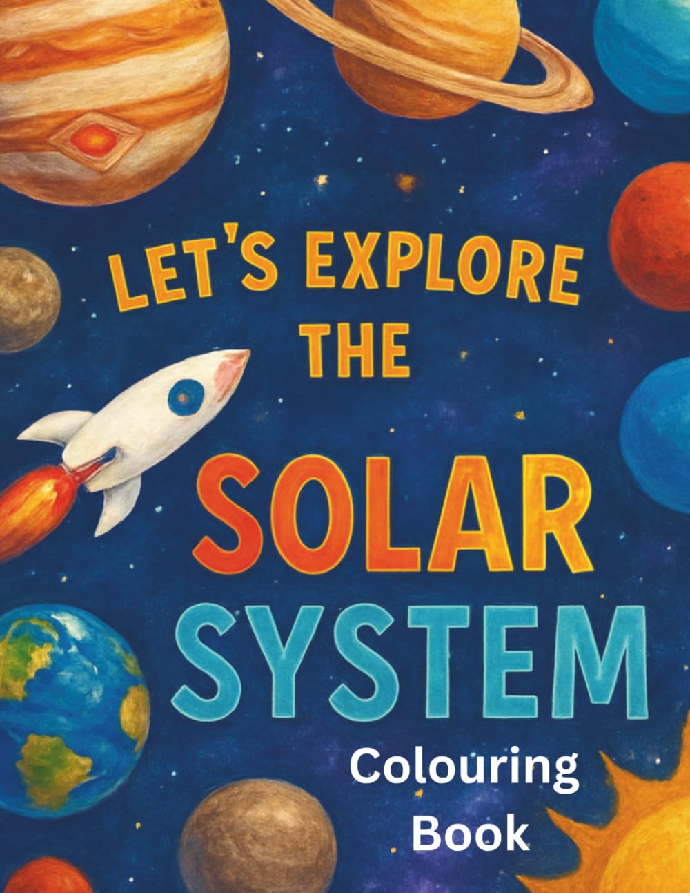 Let's explore the Solar System: Colouring book