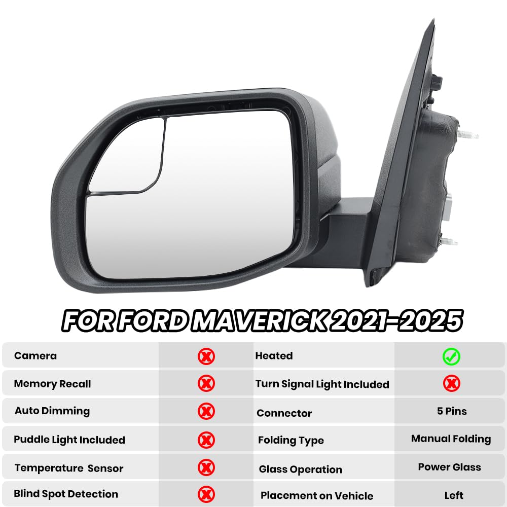 Amazon.com: Left Textured Black Side Door Mirror Assembly For Ford