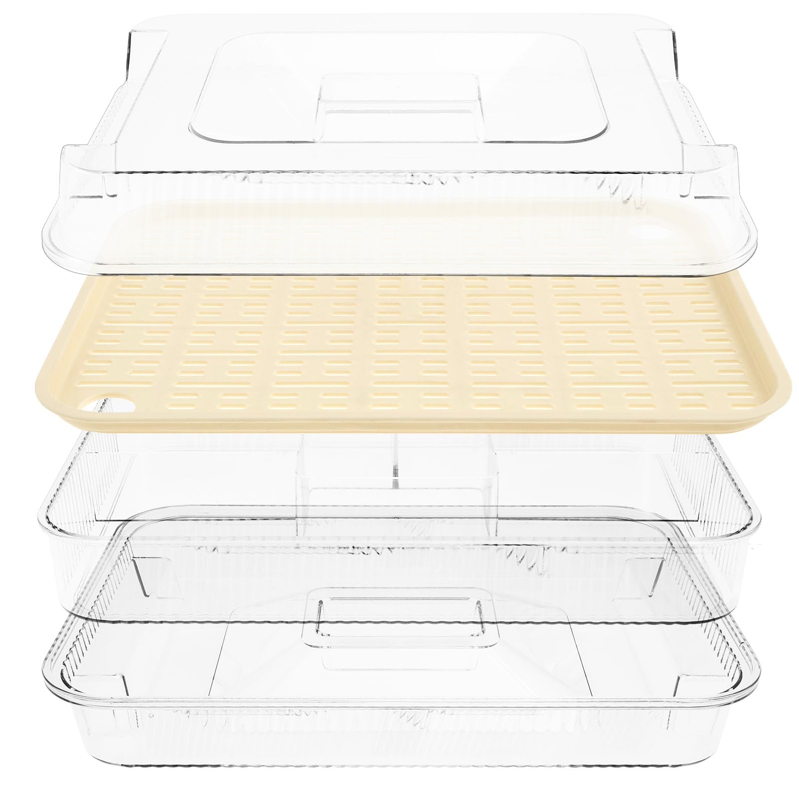 Chilled Serving Tray, 3 Layers Plastic Ice-Cold Party Platter Clear Fruit Chilled Veggie Ice Serving Tray with Lid for Parties Shrimp Cocktail, Appetizer