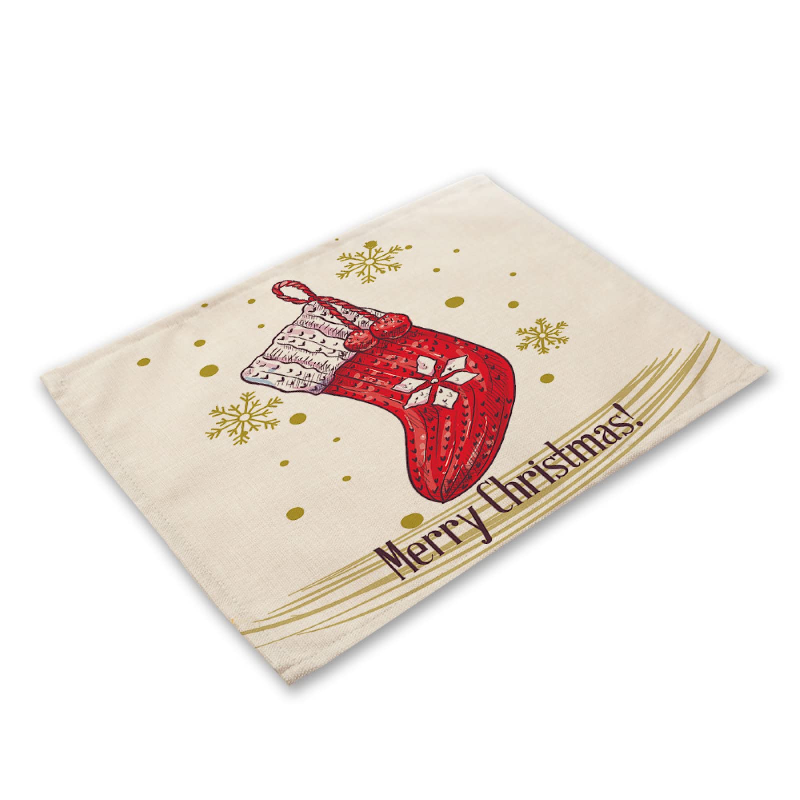 Manteles Individuales Tela Lavable Calcetines Navideños Salvamanteles Individuales Juego de 6,Antideslizantes y Resistentes Al Calor, para Casa Cocina Mesa de Comedor Plato de Cena 30X40Cm