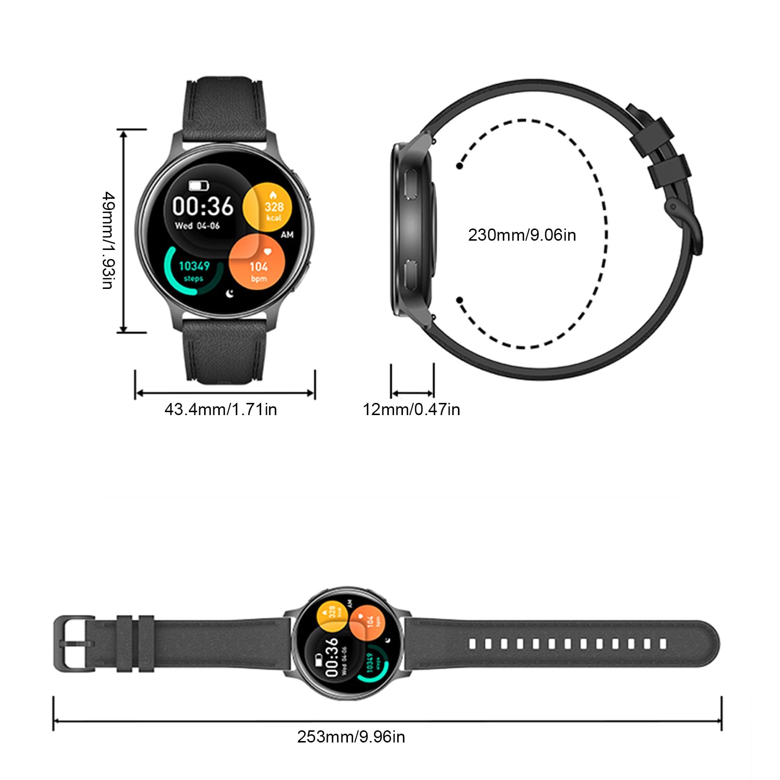 Montre Connectée GPS, écran HD de 1,32 Pouces, Tracker d'activité avec 100 Modes Sportifs, Altimètre Multi-GNSS, Baromètre, Boussole, pour Camping en Plein Air, Randonnée (Black)