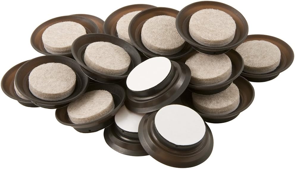 3001100 Self-Stick Fuzz Free Felt Pads for Furniture Legs & Hard Floors-Resist Dust, Dirt. 1", 24-Pack, 1 Inch