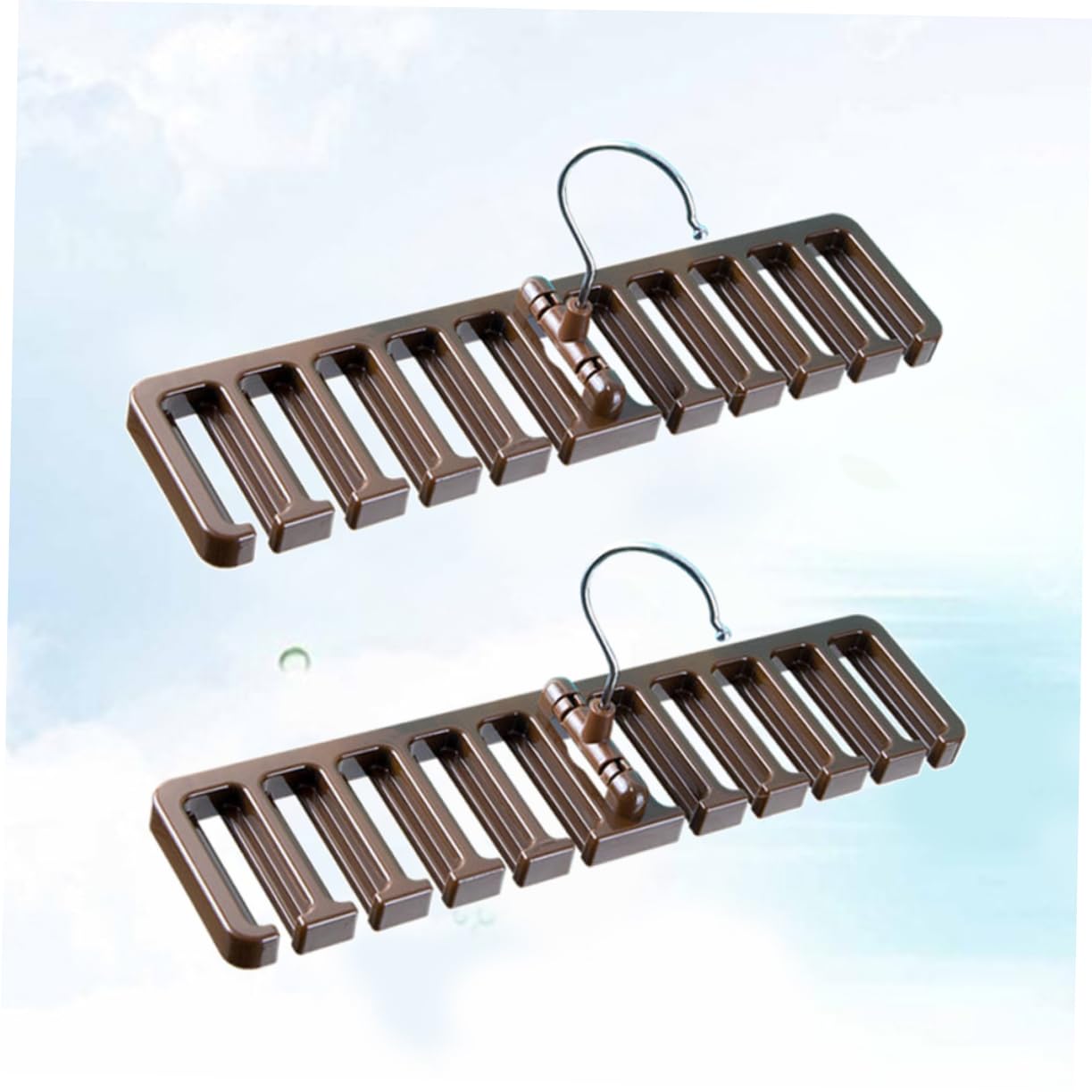 ABOOFAN 2Pcs Necktie Hanger Rack Slip Organizer for Scarves Belts Ties Closet Storage Hook for Wardrobe Bathroom Brown