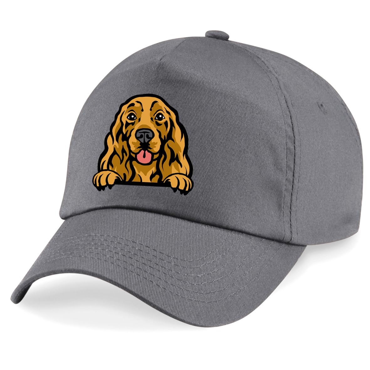 Apm Apparel Cocker Spaniel Dog Peeking Dog Unisex Baseball Cap (UK, Alpha, One Size, Grey)