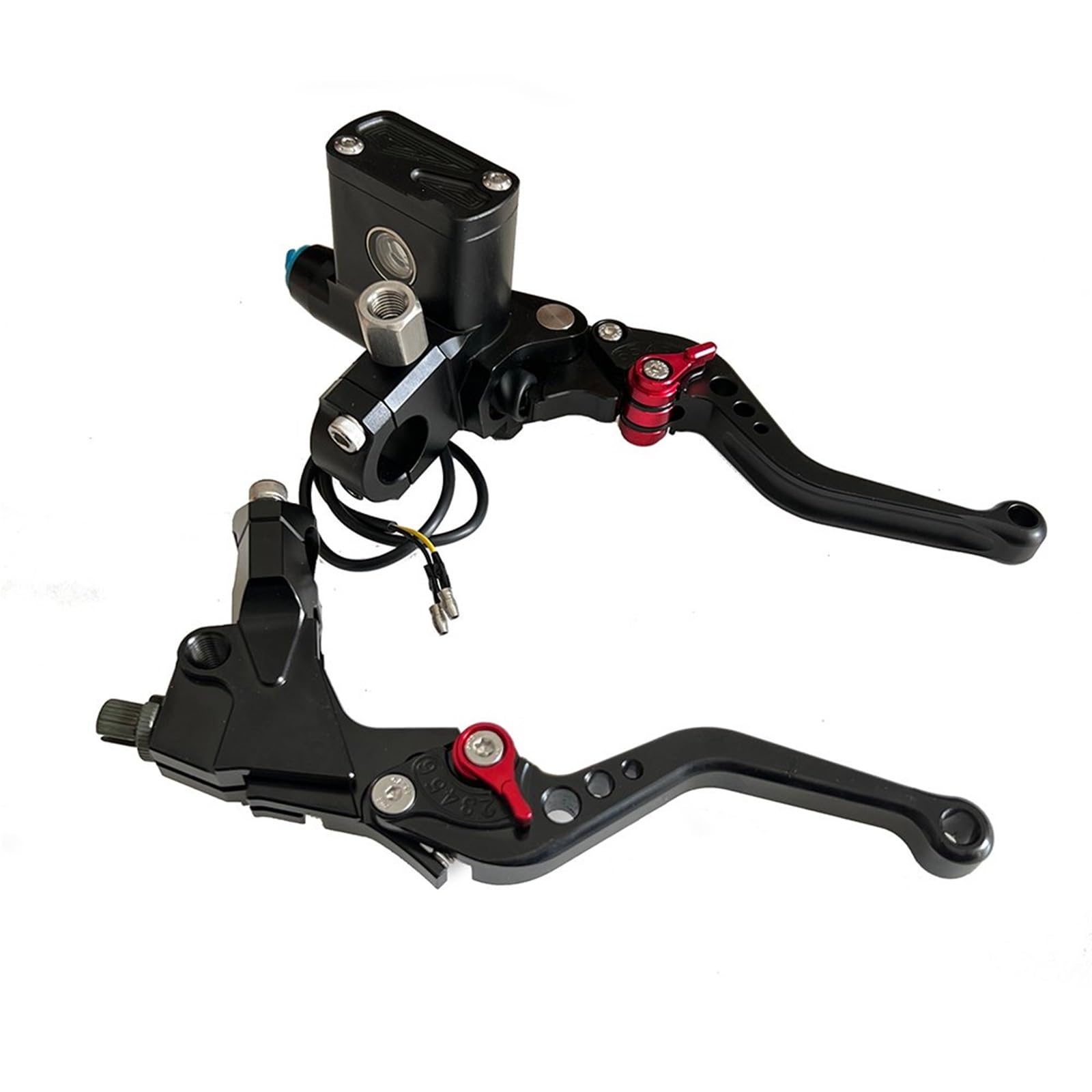 TINGYUS Motorbike Brake Lever CNC Hydraulic Brake Clutch Pump Master Cylinder Lever Cable Universal Motorcycle Motorbike Handle(Black Pair A)