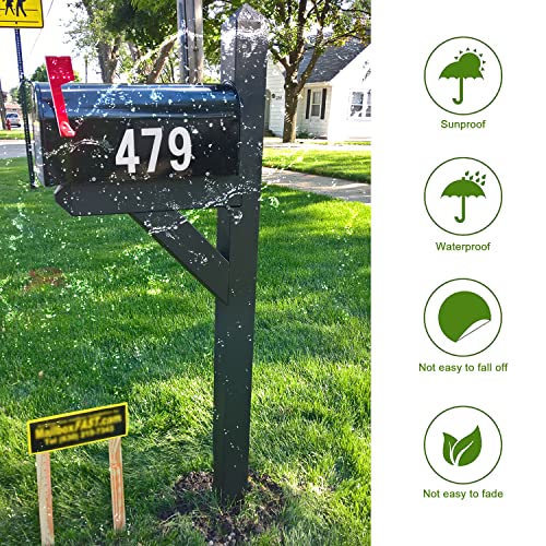 Reflective Mailbox Numbers - 50Pcs 3Inch Modern Large House Numbers For Outside Stick On Self Adhesive Address Number Stickers For House, Signs, Door, Cars, Trucks, Business(0-9, White) #TOP4