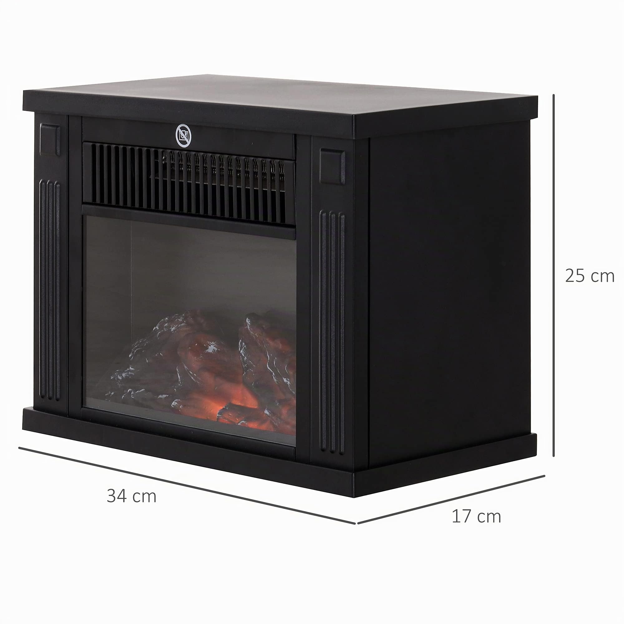 HOMCOM Cheminée électrique à Effet de Flamme poêle Style Contemporain Thermostat 600-1200 W Noir