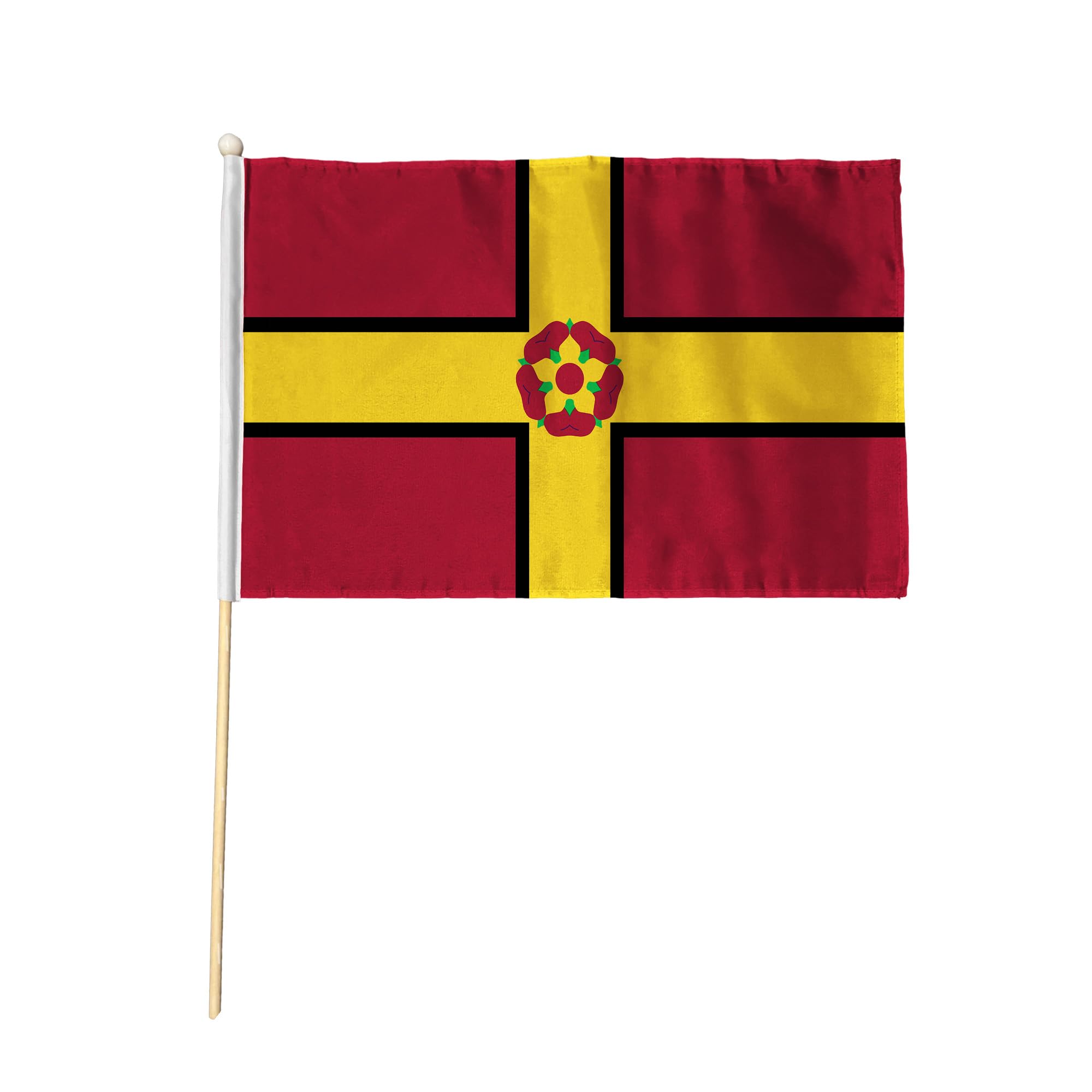Flagtex Northamptonshire New Pack of 12 Hand Waving Flag (9x6 Inch) - Premium Wooden Stick Hand Flag 9x6 Inch Natural Wood Pole Northants County Flag Current Design Events